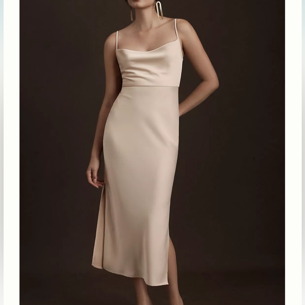 BHDLN Sachin & Babi Cali Satin Charmeuse Midi Dress in Color Oyster